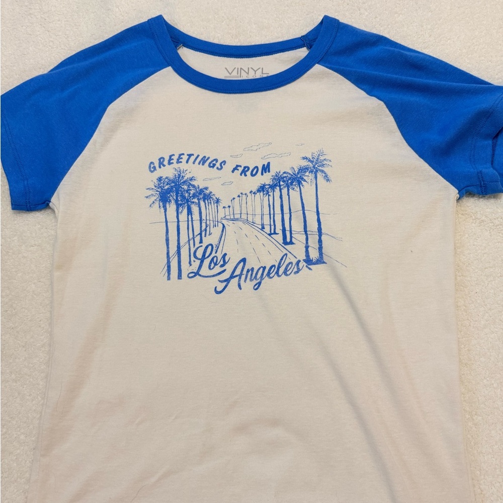 Blue and White Graphic T-Shirt